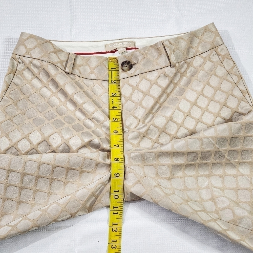 Banana Republic Camden Geometric Print Jaquard Ankle Beige Pants - Picture 7 of 10